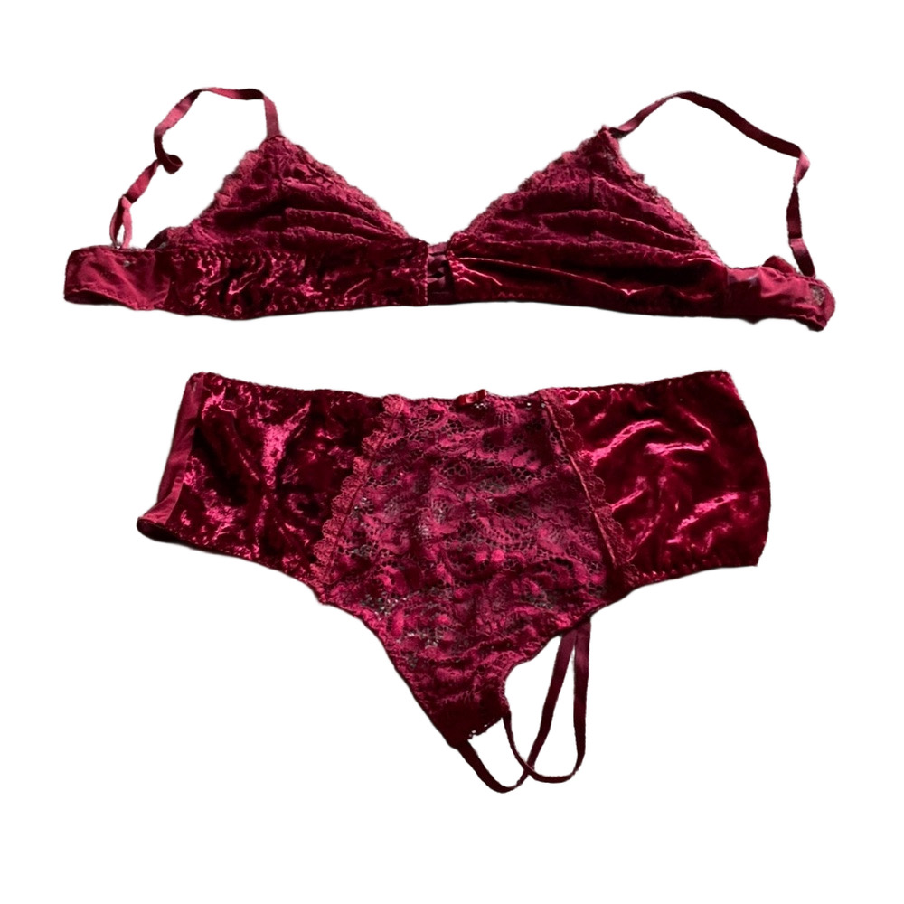 Ella Lust Intimates Wine Red Two Piece Lingerie Set SIZE 2XL
